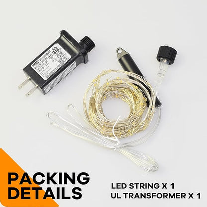 10 Strands 200 LED Firefly Bunch Lights, Waterproof, Plug in String Lights for Waterfall Vine String Lights Watering Can Lights Outdoor Garden, Warm White
