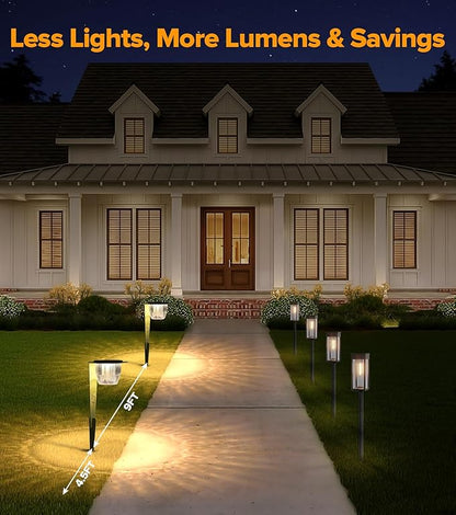 Solar Pathway Lights Outdoor, Super Bright 500 lumens with 2-in-1 Solar Powered and USB Charging Modes, IP65 Waterproof, Auto On/Off Garden Lights for Lawn Patio Walkway, Green (4 Pack)