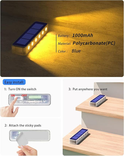 Solar Step Lights for Outside,8 Pack Solar Stair Lights Outdoor Waterproof,Warm White Deck Light Solar Powered Waterproof for Steps,Stairs,Walkway,Sidewalk,Patio,Pathway