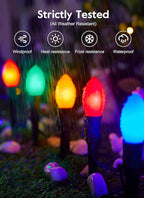 Frosted C9 Christmas Lights Outdoor, 25.7ft 20 Bulb Pathway Lights with Stakes, Multicolor
