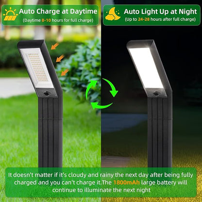 Solar Pathway Lights Outdoor 3 Modes (White/Natural/Warm), 90 LEDs Solar Path Lights with 2 Mounting Ways, Adjustable Height, IP65 Waterproof for Garden, Yard, Driveway, Walkway