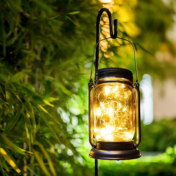 4-Pack Hanging Solar Lanterns, Waterproof LED Patio Lights