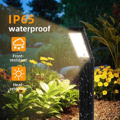 Solar Pathway Lights Outdoor 3 Modes (White/Natural/Warm), 90 LEDs Solar Path Lights with 2 Mounting Ways, Adjustable Height, IP65 Waterproof for Garden, Yard, Driveway, Walkway