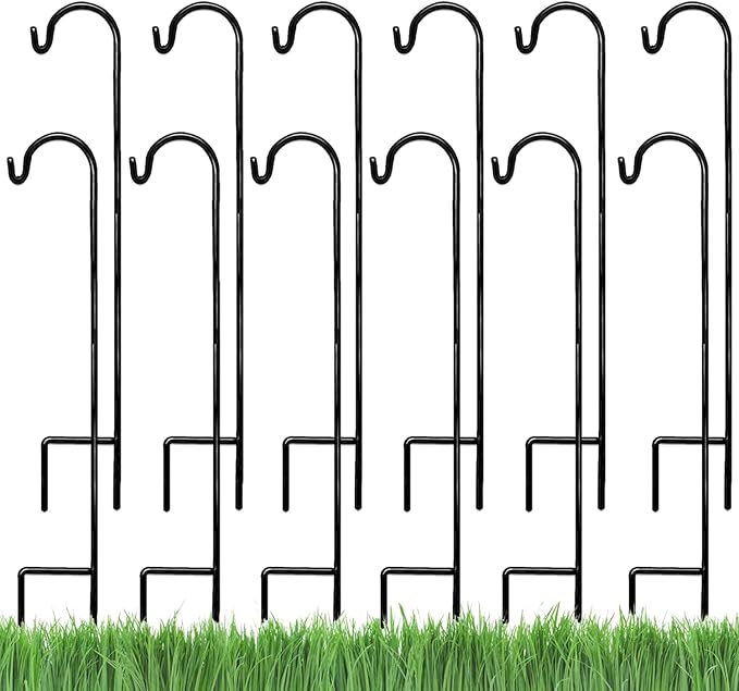 12-Pack 35" Shepherd's Hooks, Heavy-Duty Garden Stakes