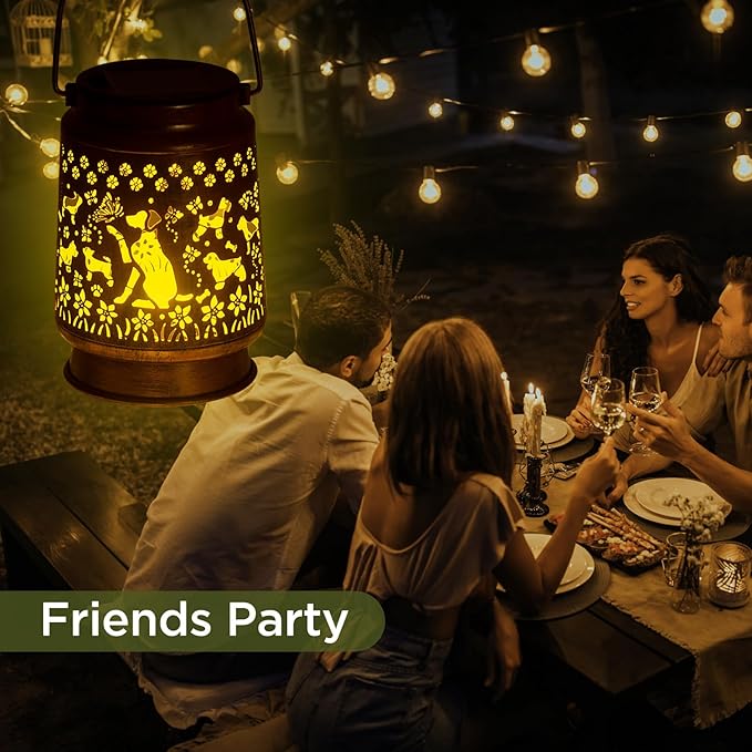 Solar Dog Lanterns, Backyard Hanging LED Decor