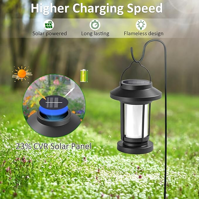 4-Pack Garden Solar Lanterns, Waterproof LED Patio Lights