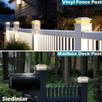Warm White Solar Fence Post Caps 8-Pack, Fence LED