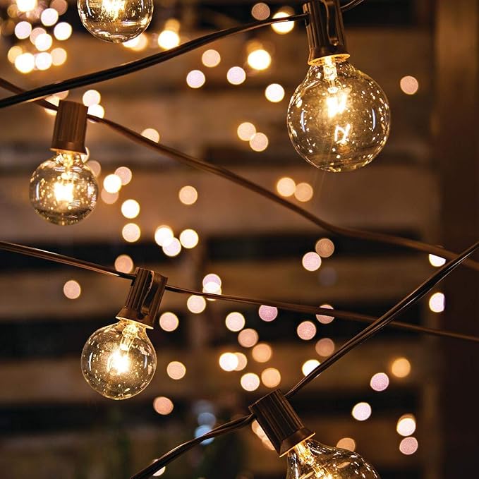 25ft Brown String Lights for Patio, Waterproof LED