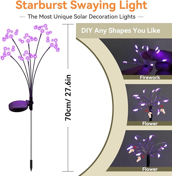 2-Pack Solar Pathway Lights, Waterproof LED Garden Lights