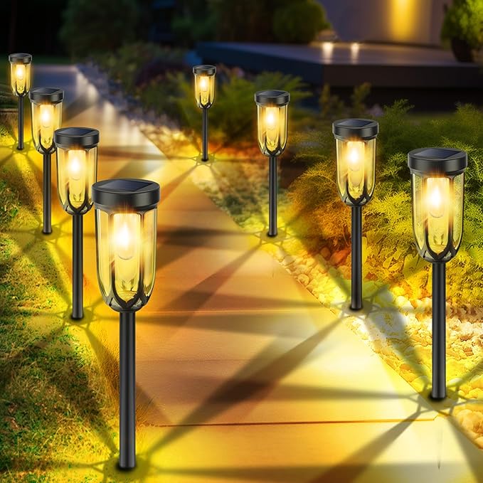 8-Pack Solar Path Lights, Outdoor Yard LED