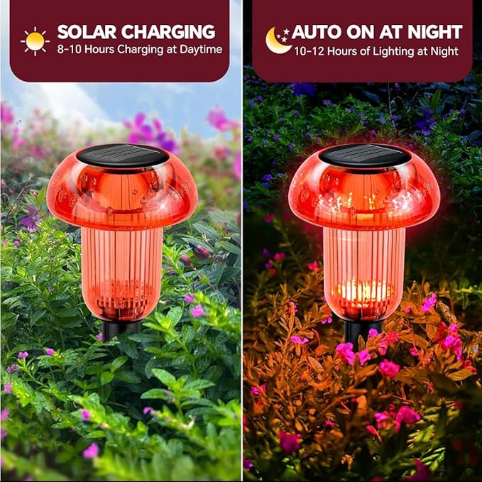 Red Solar Pathway Lights 4-Pack, Walkway LED