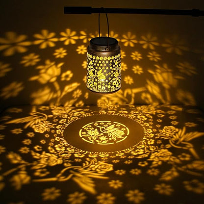 2 Pack Solar Lanterns Outdoor Waterproof Hummingbird Garden Decor Gift for Women, Mom, Grandma, Metal LED Decorative Hanging Light for Yard, Patio, Lawn
