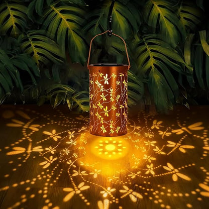 Dragonfly Solar Lanterns Outdoor Waterproof Hanging Lights, Dragonfly Gifts for Women Mom Grandma, Metal Decorative LED Solar Lanterns for Yard Patio Porch Balcony Garden Decor