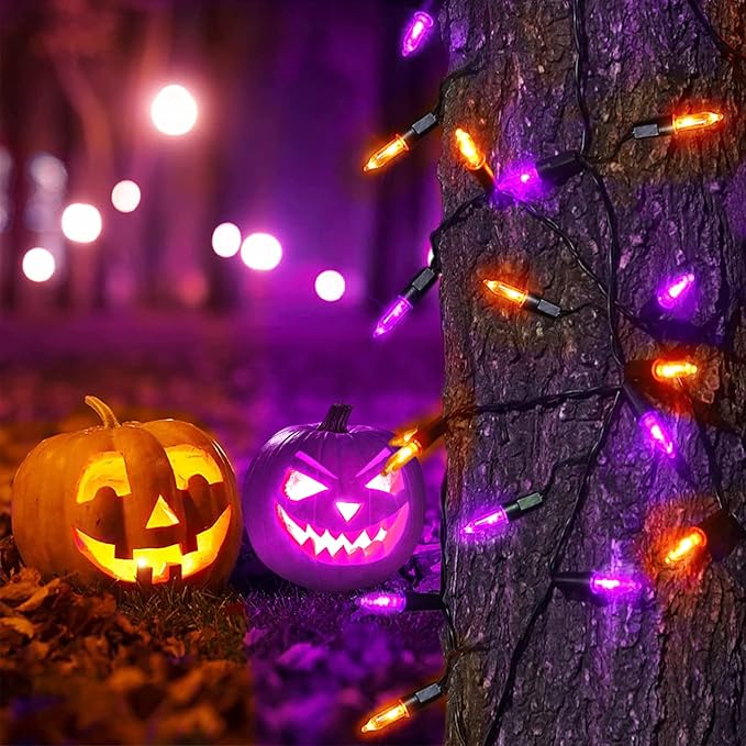 2-Pack Halloween String Lights, 17ft 100 LED Waterproof Twinkle Lights