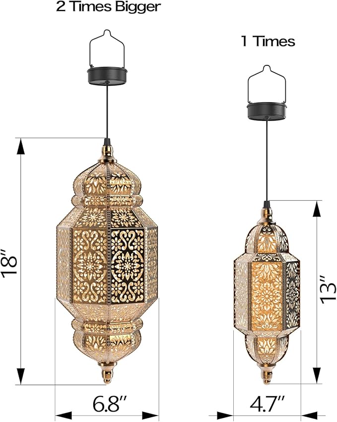 Moroccan Solar Hanging Lantern, 18" Outdoor Pendant