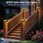2-Pack 3-Mode Patio Post Cap Lights, Solar LED