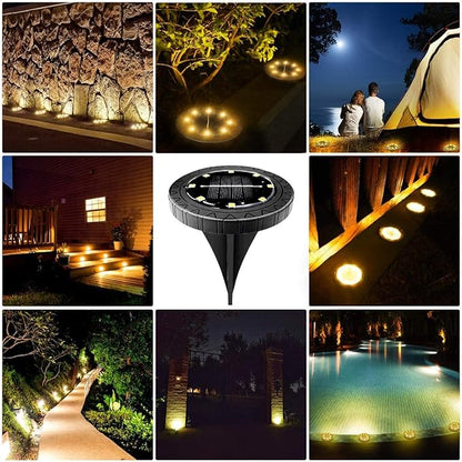 Solar Powered 2Pack, Waterproof LED Outdoor Disk Lights - Solar Garden Lights for Landscape, Pathway, Patio, Yard, Walkway, Lawn, Driveway (Warm White)