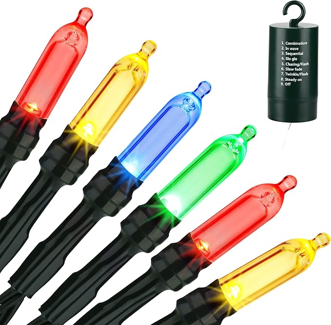 Jnaurb Battery Christmas Lights, 33ft 100 LED Christmas Decorative Lights with 8 Modes & Timer, Waterproof Battery Operated Fairy Light for Party, Patio, Xmas Tree Decorations(Multicolor)