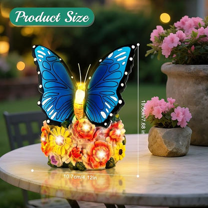 Linkax Butterfly Birthday Easter Gifts for Adults Women Mom Grandma, Butterfly Statue Solar Lights Outdoor Garden Decor for Outside Yard Patio Balcony Front Porch Home Decorations Ornaments
