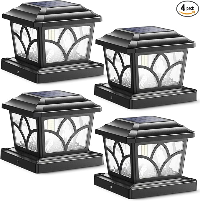 4-Pack Upgraded Solar Post Cap Lights for Fence, LED