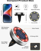 16-Pack Red In-Ground Solar Lights, Flat LED Walkway