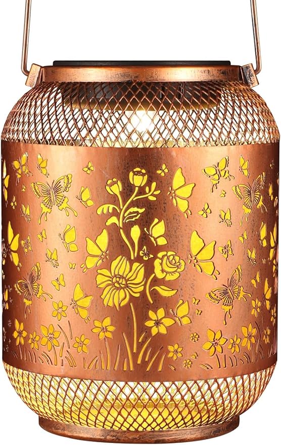 Solar Lanterns Outdoor Waterproof Christmas Birthdays Gifts for Women Mom Grandma Butterfly Garden Decor Metal Hanging Solar LED Lights for Patio(Hummingbird-2P)