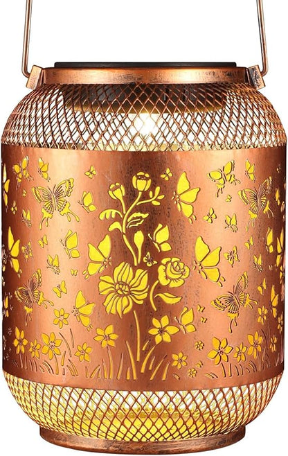 Solar Lanterns Outdoor Waterproof Christmas Birthdays Gifts for Women Mom Grandma Butterfly Garden Decor Metal Hanging Solar LED Lights for Patio(Hummingbird-2P)
