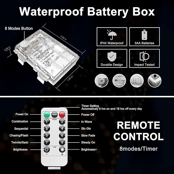 Remote Control Rope Lights, 33ft Color-Changing LED