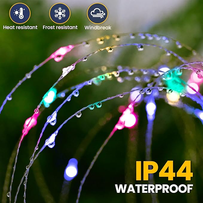 GIGALUMI Garden Decor Outdoor Lights 120LED 8Pack, Solar Garden Lights for Christmas Outside Fairy Firework Decorative,Solar Powered for Yard Pathway Flowerbed Planter Balcony Patio Decor (Multicolar