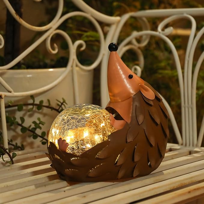 MUMTOP Solar Lantern - Solar Lights Outdoor Waterproof, Hedgehog Lanterns Yard Decorations, Decorative Lantern Tabletop Ornaments for Garden Decor