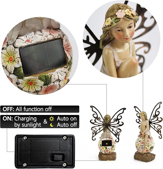Solar Flower Statue Light 9.45", Yard Decor