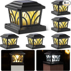 6-Pack Solar Post Cap Lights, 2-Mode Warm White Waterproof