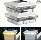 2-Pack Cool White Fence Post Cap Lights, Solar LED