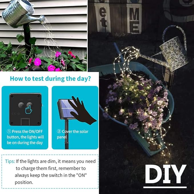 Solar Watering Can Fairy Lights, 180 LED
