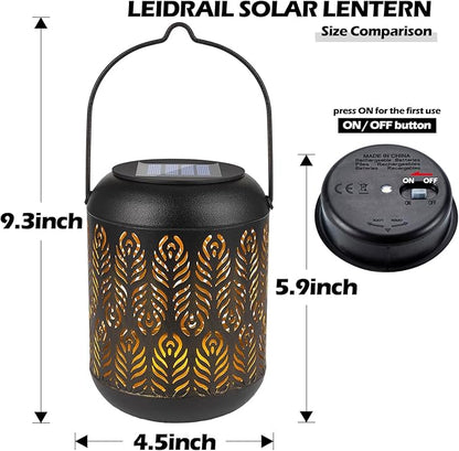 LeiDrail Solar Lantern Outdoor Hanging Lanterns Garden Metal Decorative Light Warm White LED Waterproof Landscape Lighting for Table Pathway Party Yard - 2 Pack