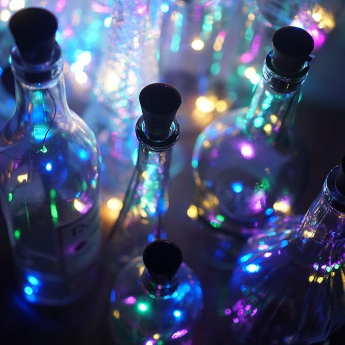 10-Pack 10 LED Wine Bottle Fairy Lights, Solar Cork