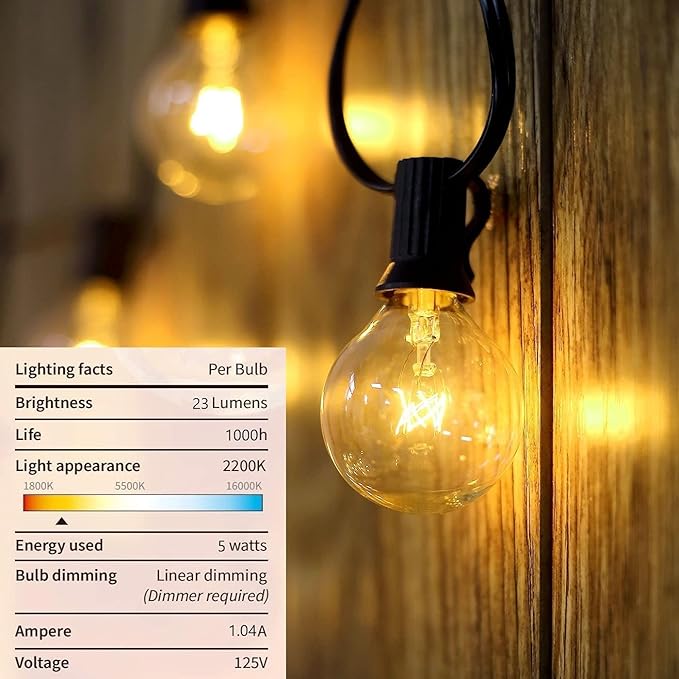 100ft White String Lights for Patio, Waterproof LED