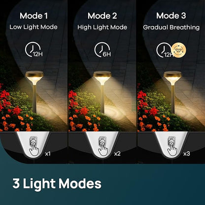 Linkind Solar Pathway Lights 4 Pack, Solar Lights Outdoor, Warm White Path Waterproof for Walkway Yard Landscape Garden