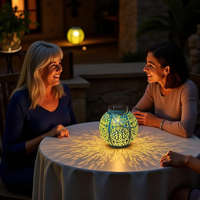 Backyard Solar Lantern Set 2-Pack, Rustic Backyard Lighting