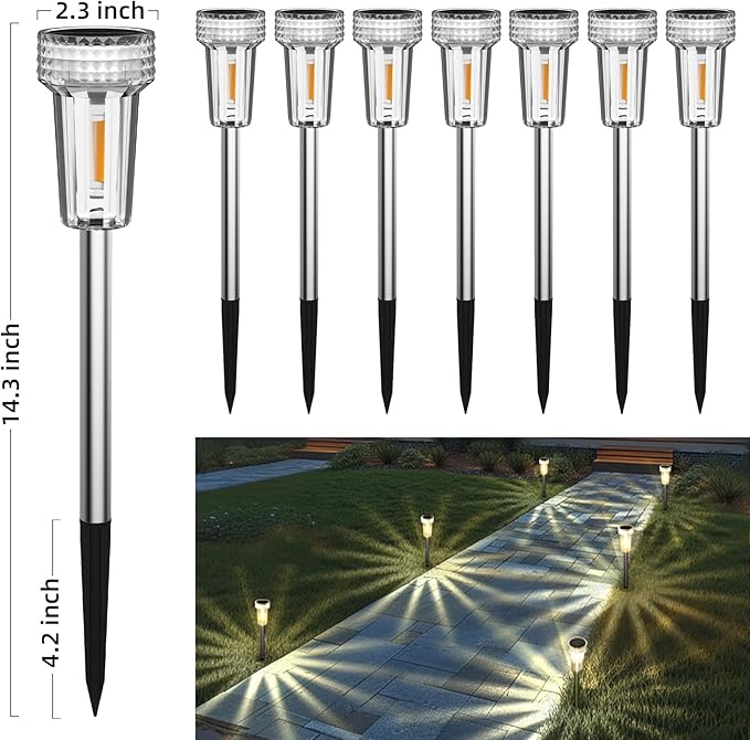 12-Pack Solar Path Lights, Outdoor Yard LED
