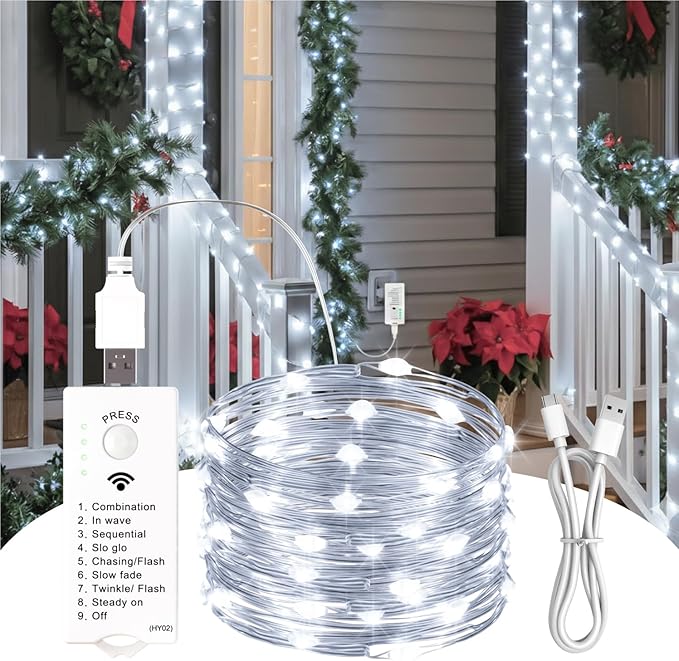 Christmas Yard String Lights, 16ft 50 LED Waterproof