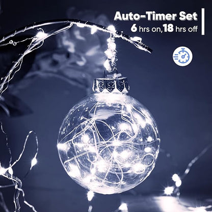 2-Pack 6ft Christmas LED String Lights, Waterproof Timer Lights