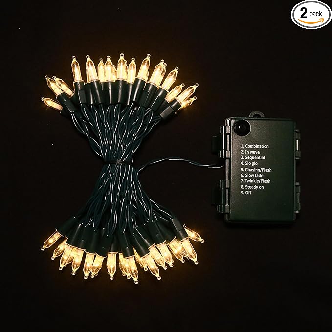 Christmas Fairy Lights 2-Pack, 50 LED Battery Twinkle Lights