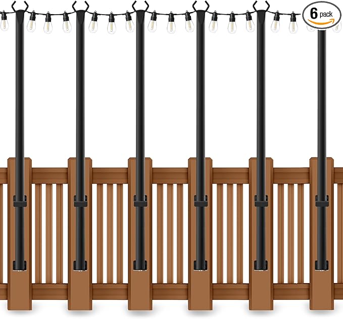 6-Pack Metal Light Poles, 5ft Patio & Deck Stands