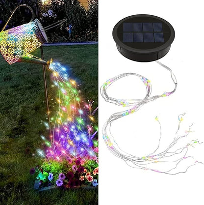 VOOKRY Watering Can Solar Lights Replacement Top - 1 Pack 3.6in Round Solar Panel with 3.5Ft 80 LED Flashing String Lights, Outdoor Waterproof Lantern Decorative Replacement Accessories(Multicolor)