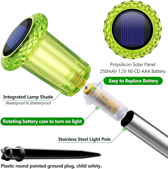 10-Pack Solar Pathway Lights, Waterproof LED Walkway Lights