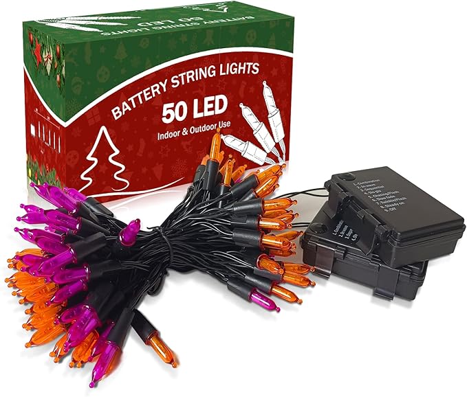 2-Pack Halloween String Lights, 17ft 100 LED Waterproof Twinkle Lights