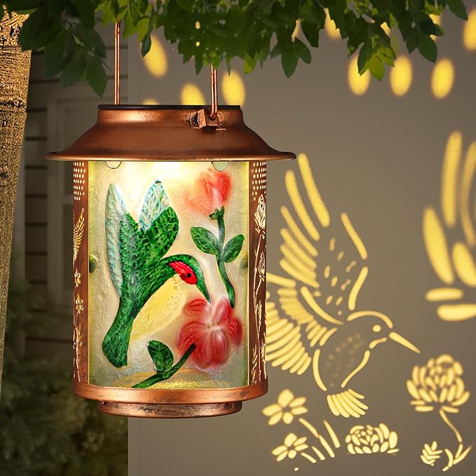 Elegant Hummingbird Solar Lanterns for Patio, Waterproof LED