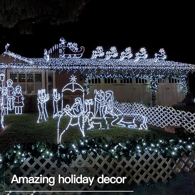 200 LED Christmas Twinkle Lights, 66ft Waterproof for Backyard