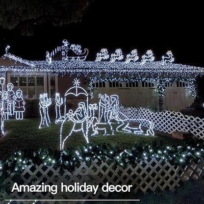 200 LED Christmas Twinkle Lights, 66ft Waterproof for Backyard